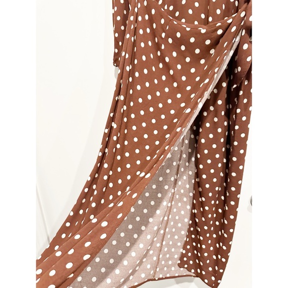 Reformation Reza Wrap Effect Polka Dot Crepe Midi Dress Size 10 - Picture 11 of 14